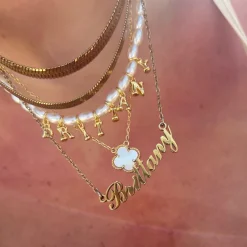 Custom/Personalized Bubble Letter Pearl Necklace^Evry Jewels Best