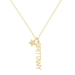 Custom/Personalized Mini Vertical Charm Nameplate Necklace^Evry Jewels Outlet