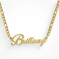 Custom/Personalized Nameplate Figaro Necklace^Evry Jewels Clearance
