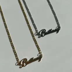 Custom/Personalized Nameplate Figaro Necklace^Evry Jewels Clearance