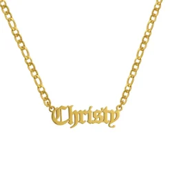 Custom/Personalized Nameplate Figaro Necklace^Evry Jewels Clearance