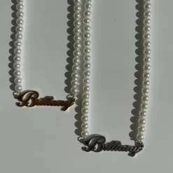 Custom/Personalized Pearl Nameplate Necklace^Evry Jewels Hot