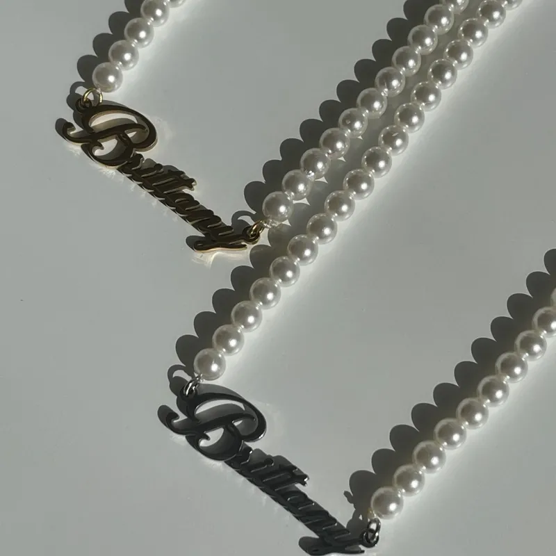 Custom/Personalized Pearl Nameplate Necklace^Evry Jewels Hot