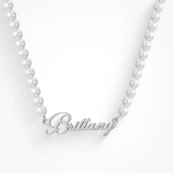 Custom/Personalized Pearl Nameplate Necklace^Evry Jewels Hot